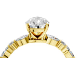 Yellow gold 9 Carat Pear Cut  Solitaire with Side Stones on a Pavé Band and Four-Prong Setting_4