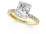 Yellow gold 9 Carat Radiant Cut  Solitaire Ring with Pavé Band and Four-Prong Setting_1