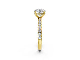 Yellow gold 9 Carat Round Cut  Pave Band Solitaire Ring with Four-Prong Setting_2