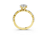 Yellow gold 9 Carat Round Cut  Solitaire with Side Stones on a Pavé Band and Four-Prong Setting_3