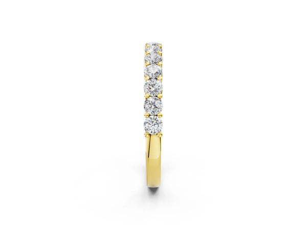 Yellow gold Alternating Round Diamond Promise Ring with Round Diamond Accents