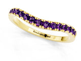 Yellow gold Amethyst Pavé Curved Wedding Band_7