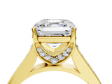 Yellow gold Asscher Brilliant Cut Diamond Engagement Ring with Pavé Band and Four-Prong Setting_72