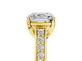 Yellow gold Asscher Brilliant Cut Diamond Engagement Ring with Pavé Band and Four-Prong Setting_73