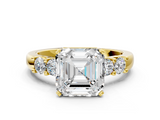 Yellow gold Asscher Brilliant Cut Diamond Five-Stone Prong Set Engagement Ring with Channel Band_23