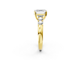Yellow gold Asscher Brilliant Cut Diamond Five-Stone Prong Set Engagement Ring with Channel Band_25