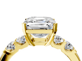 Yellow gold Asscher Brilliant Cut Diamond Five-Stone Prong Set Engagement Ring with Channel Band_27