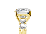 Yellow gold Asscher Brilliant Cut Diamond Five-Stone Prong Set Engagement Ring with Channel Band_28