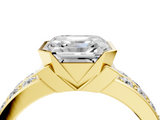 Yellow gold Asscher Brilliant Diamond Channel Set Wide Band Ring with Bezel Setting_10