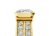 Yellow gold Asscher Brilliant Diamond Channel Set Wide Band Ring with Bezel Setting_11