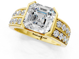 Yellow gold Asscher Brilliant Diamond Channel Set Wide Band Ring with Bezel Setting_7