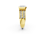 Yellow gold Asscher Brilliant Diamond Channel Set Wide Band Ring with Bezel Setting_8