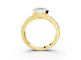 Yellow gold Asscher Brilliant Diamond Channel Set Wide Band Ring with Bezel Setting_9