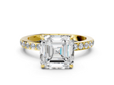 Yellow gold Asscher Brilliant Pavé Band Solitaire with Four-Prong Setting_42