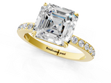 Yellow gold Asscher Brilliant Pavé Band Solitaire with Four-Prong Setting_43