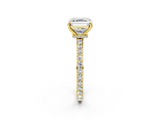Yellow gold Asscher Brilliant Pavé Band Solitaire with Four-Prong Setting_44