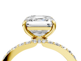 Yellow gold Asscher Brilliant Pavé Band Solitaire with Four-Prong Setting_46