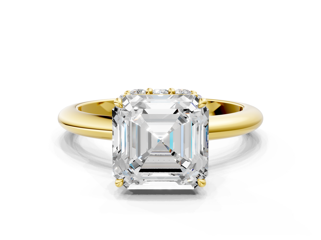 Yellow gold Asscher Brilliant Solitaire Engagement Ring with Six-Prong Setting and Classic Band_28