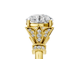 Yellow gold Asscher Brilliant Solitaire with Pave Band and Four-Prong Setting_11
