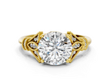 Yellow gold Asscher Brilliant Solitaire with Pave Band and Four-Prong Setting_6