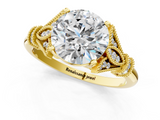 Yellow gold Asscher Brilliant Solitaire with Pave Band and Four-Prong Setting_7