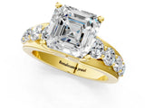 Yellow gold Asscher Brilliant Solitaire with Side Stones on a Pave Band and Four-Prong Setting_25