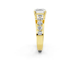 Yellow gold Asscher Brilliant Solitaire with Side Stones on a Pave Band and Four-Prong Setting_26