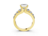 Yellow gold Asscher Brilliant Solitaire with Side Stones on a Pave Band and Four-Prong Setting_27