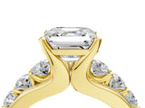 Yellow gold Asscher Brilliant Solitaire with Side Stones on a Pave Band and Four-Prong Setting_28