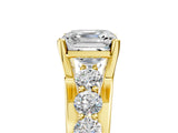 Yellow gold Asscher Brilliant Solitaire with Side Stones on a Pave Band and Four-Prong Setting_29