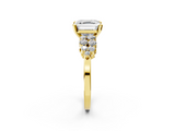 Yellow gold Asscher Cluster Diamond Engagement Ring with Pavé Band and Four-Prong Setting_26