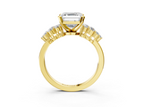 Yellow gold Asscher Cluster Diamond Engagement Ring with Pavé Band and Four-Prong Setting_27