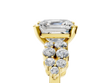 Yellow gold Asscher Cluster Diamond Engagement Ring with Pavé Band and Four-Prong Setting_29