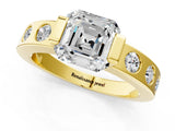 Yellow gold Asscher Cut Brilliant Channel-Set Diamond Ring with Bezel Prong Setting_4