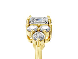 Yellow gold Asscher Cut Brilliant Diamond Cluster Accent Solitaire Ring with Prong Setting_20