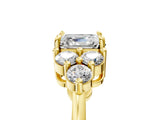 Yellow gold Asscher Cut Brilliant Diamond Cluster Accent Solitaire Ring with Prong Setting_8