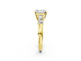 Yellow gold Asscher Cut Brilliant Diamond Five-Stone Engagement Ring with Prong Setting on a Classic Band_5