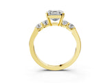 Yellow gold Asscher Cut Brilliant Diamond Five-Stone Engagement Ring with Prong Setting on a Classic Band_6