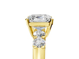 Yellow gold Asscher Cut Brilliant Diamond Five-Stone Engagement Ring with Prong Setting on a Classic Band_8