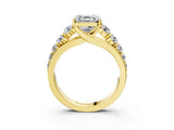 Yellow gold Asscher Cut Brilliant Diamond Pavé Band with Six-Prong Setting_10
