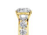 Yellow gold Asscher Cut Brilliant Diamond Pavé Band with Six-Prong Setting_12