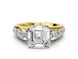 Yellow gold Asscher Cut Brilliant Diamond Pavé Band with Six-Prong Setting_19