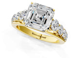 Yellow gold Asscher Cut Brilliant Diamond Pavé Band with Six-Prong Setting_20