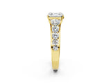 Yellow gold Asscher Cut Brilliant Diamond Pavé Band with Six-Prong Setting_21