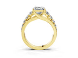 Yellow gold Asscher Cut Brilliant Diamond Pavé Band with Six-Prong Setting_22