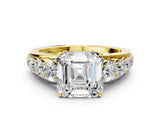 Yellow gold Asscher Cut Brilliant Diamond Pavé Band with Six-Prong Setting_7