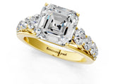 Yellow gold Asscher Cut Brilliant Diamond Pavé Band with Six-Prong Setting_8