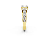 Yellow gold Asscher Cut Brilliant Diamond Pavé Band with Six-Prong Setting_9