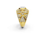 Yellow gold Asscher Cut Brilliant Halo Pave Diamond Milgrain Ring_15
