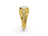 Yellow gold Asscher Cut Brilliant Milgrain Filigree Diamond Ring with Square Prong Setting_17